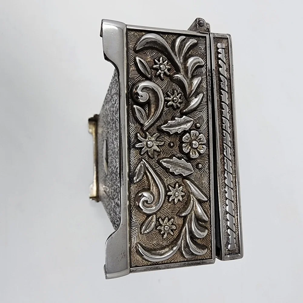 Vintage Godinger Velvet Lined Ornate Mirrored Jewelry Box Silver Plated 1992